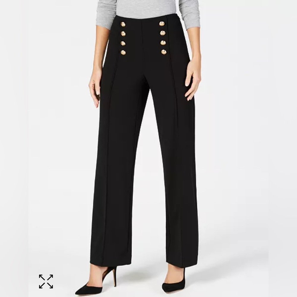 NWT INC Black Wide Leg Button Pants Size 6